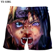 YX девушка аниме шорты Наруто лето стиль мужские шорты Наруто Uzumaki/Саскэ Утиха 3D PrintMen/Женские повседневные шорты