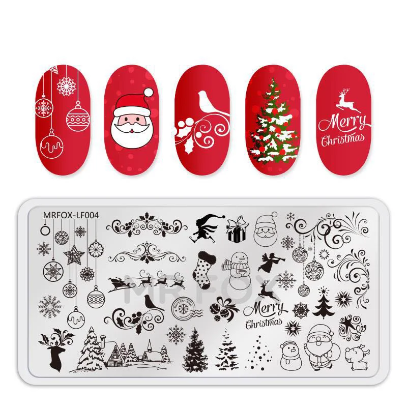 Штамповочные пластины для ногтей на Хэллоуин, Рождество, снежинка, Санта-Клаус, дизайн ногтей, штамп, шаблон, сделай сам, маникюрный шаблон, StampingStencil, инструмент