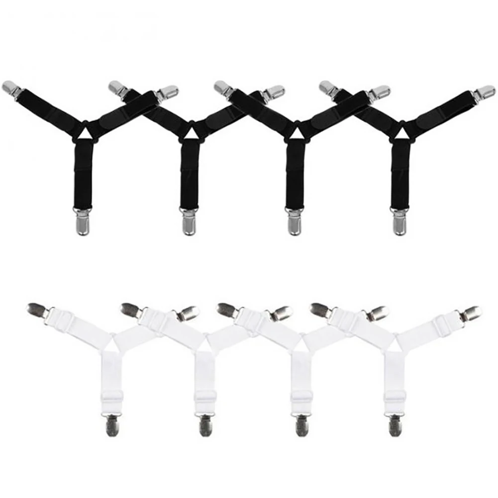 

4pc Strong Elastic Chrome Metal Bed Sheet Clips Band Holder Bed Sheet Fasteners Clip Grippers Mattress Bedding Article Accessory