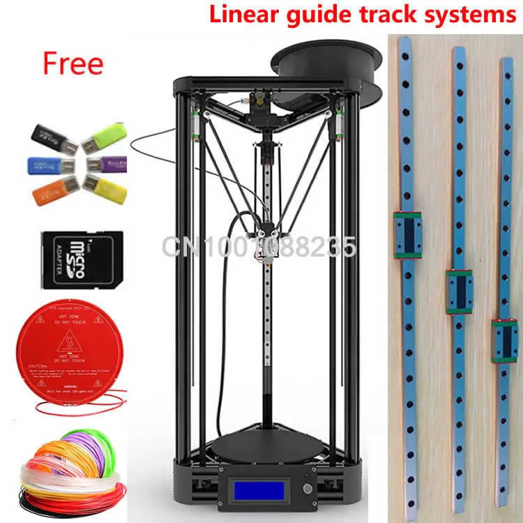 

LINEAR GUIDE with heated bed black gold framework LCD Display Reprap Delta Rostock k800 DIY Kit Mini kossel 3D Printer kit