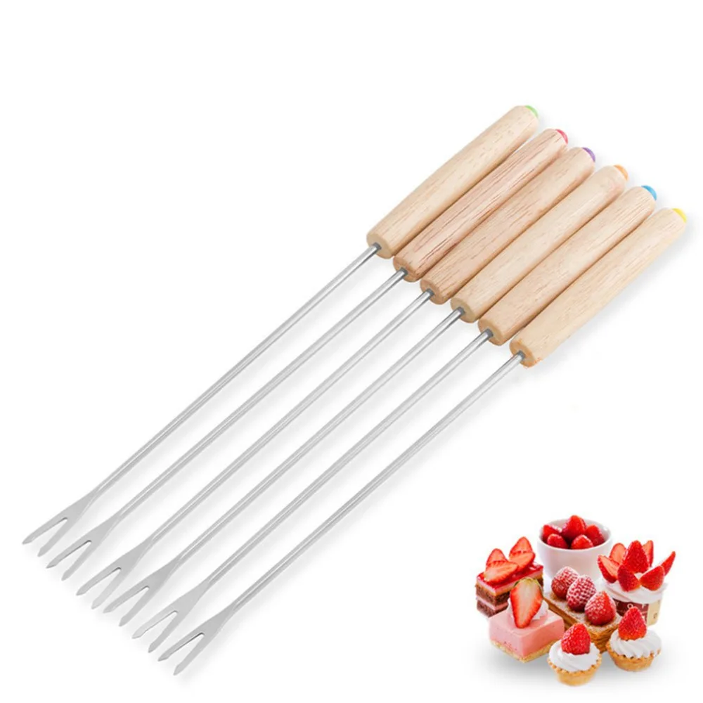 

Stainless Steel Chocolate Fork Hot Pot Forks Cheese Fruit Dessert Fork Fondue Melting Skewer Kitchen Tools