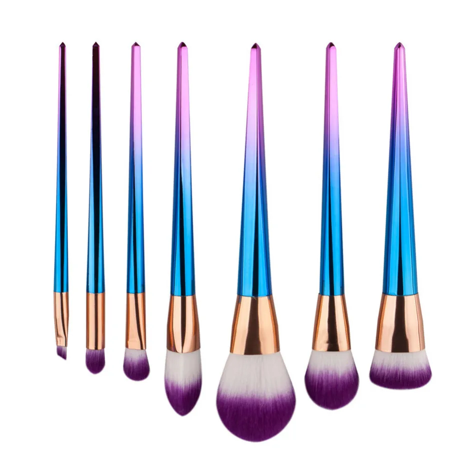 

7pcs/set Colorful Makeup Brush Set Pro Foundation Powder Blush Eyeshadow Eyebrow Eyeliner Lip Cosmetic Brushes Kit Beauty Tools