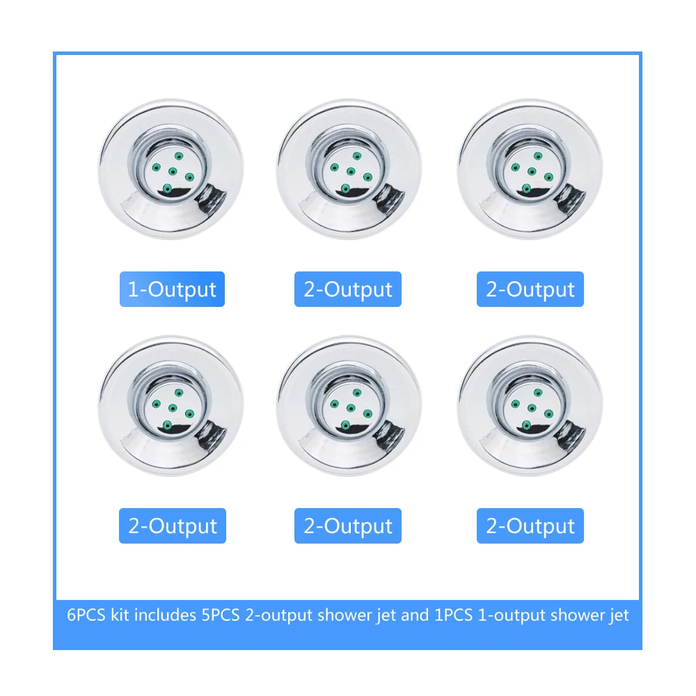 6 шт./лот, Распылительная насадка, гидравлический акупунктурный массаж, водосберегающая душевая головка, струи, душевая кабина, аксессуары для ванной комнаты