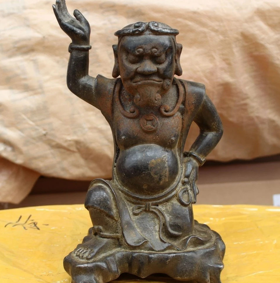 

10"Tibet Tibetan western dharma Bronze Hand up the day MAHAGALA Buddha Statue