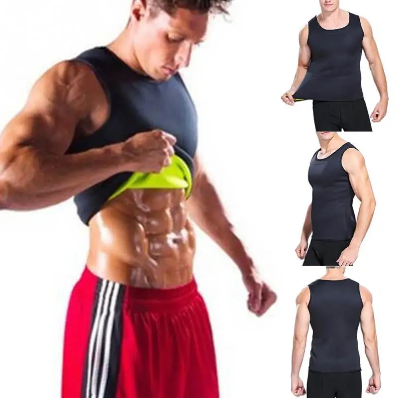 

Men Slim Shaper Vest Neoprene Body Shaper Slimming Toning Vest Waist Fat Burning Bodybuilding Slim Fit Vest Black