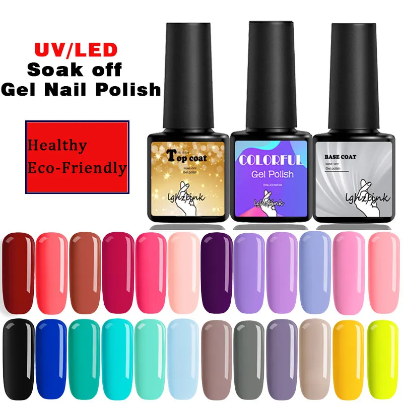 Lghzlink UV Gel Polish Nail Art Gel Nail Polish Set For Manicure Primer Varnishes For Nails Semi Permanent Gel Hybrid Lacquer