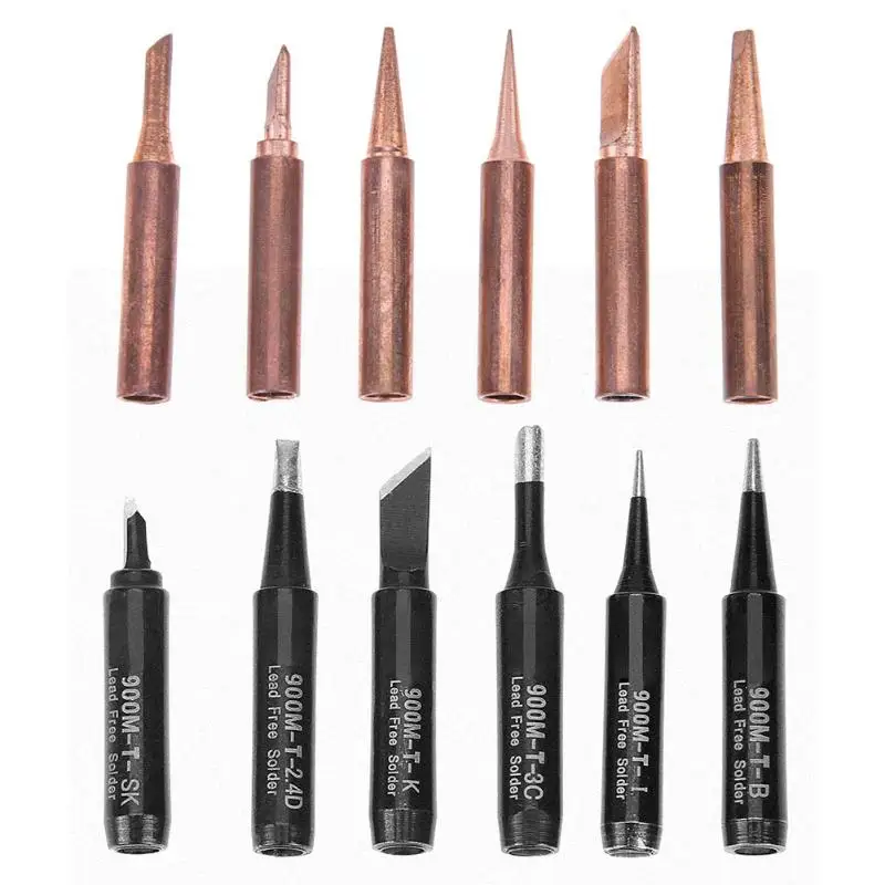 6pcs Pure Copper Iron Tip Soldering Nozzle 900M T Gold Black Rework