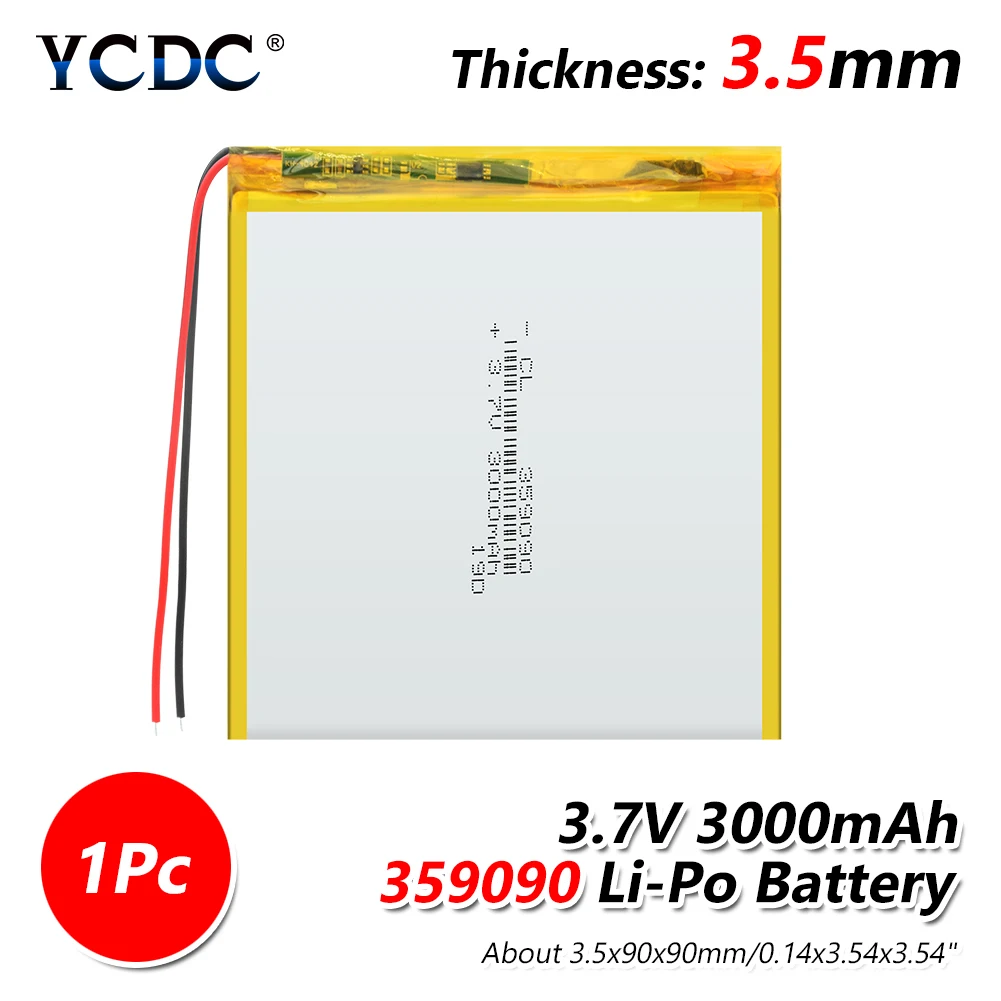 3 7V 359090 3,7 v 3000mah li-po ion lipo аккумуляторов 1/2/4 шт. литий-полимерный аккумулятор для dvd gps навигации - Цвет: 1 PCS