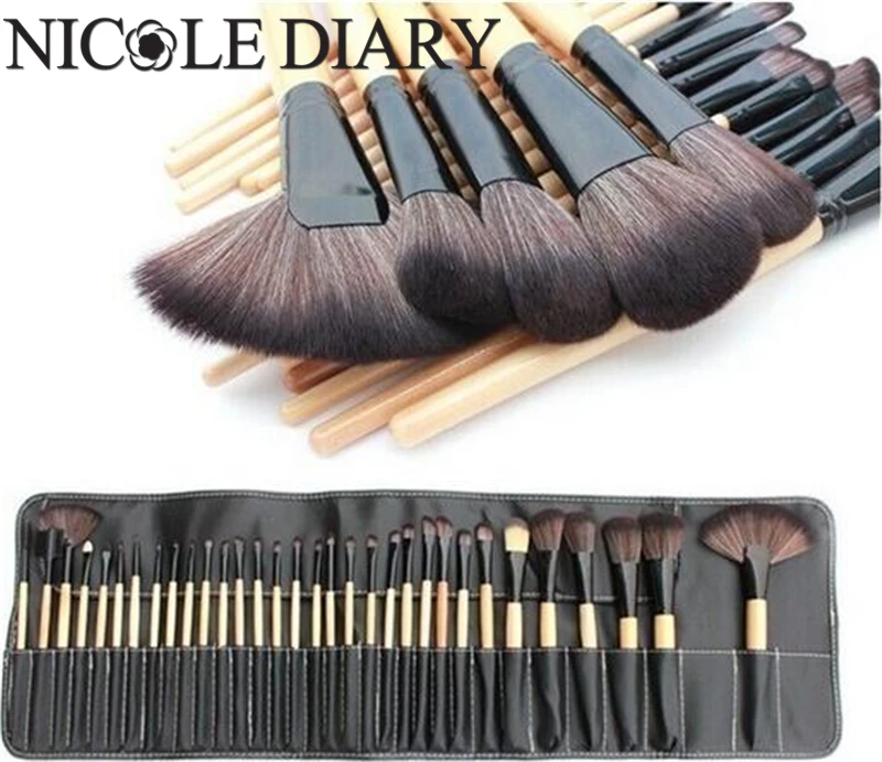 

32Pcs/Set Makeup Brush Set High Quality Professional Cosmetic Wood Portable Round Brush for Make-up Tools 8258269