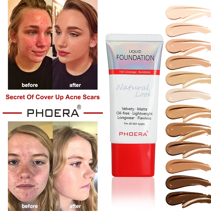 

PHOERA Foundation 30ml Mineral Touch Oil Control Skin-Friendly Liquid Foundation Makeup Full Coverage 24 Hour Long Lasting TSLM1