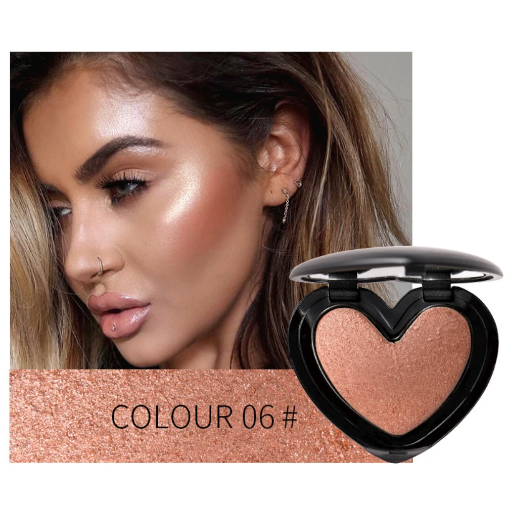 HANDAIYAN перламутровый для лица Highlighter пудра для макияжа в форме сердца осветляет щеки, нос выделяет блестящая пудра палитра TSLM1 - Цвет: 06