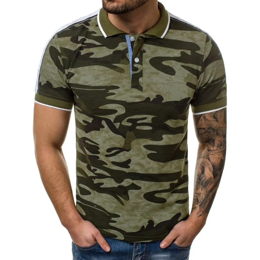 

MAJARTORIA Casual Camouflage Slim Shirt Plus Size Men Short Sleeve Cotton Camo Tee Tops 2019 Brand Turn Down Collar Shirts Male