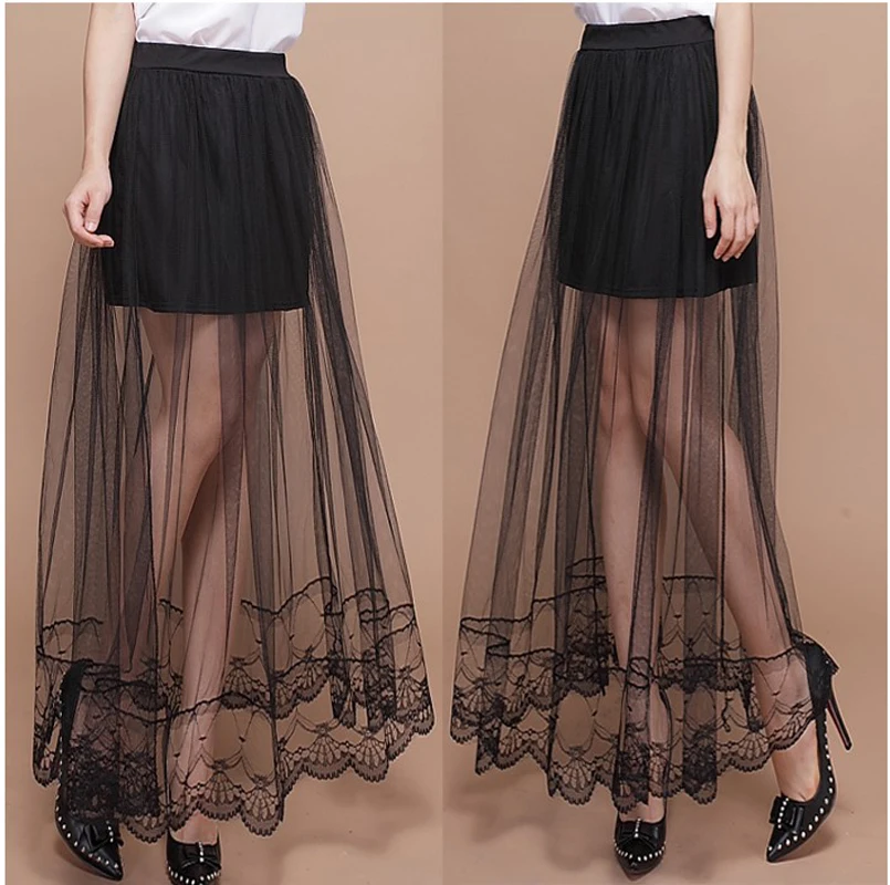 2016 hot selling skirts women's fashion black white net skirts girls