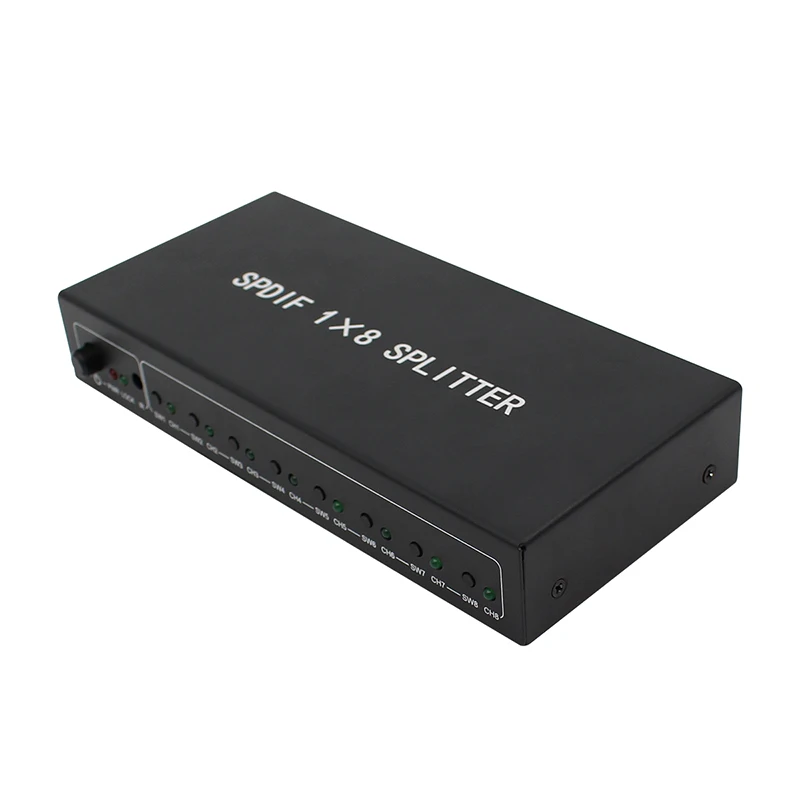 Estilo Spdif Toslink Digital Divisor de Áudio Óptico 1x8 Amplificador de Áudio com Adaptador de Energia Novo - Image 4