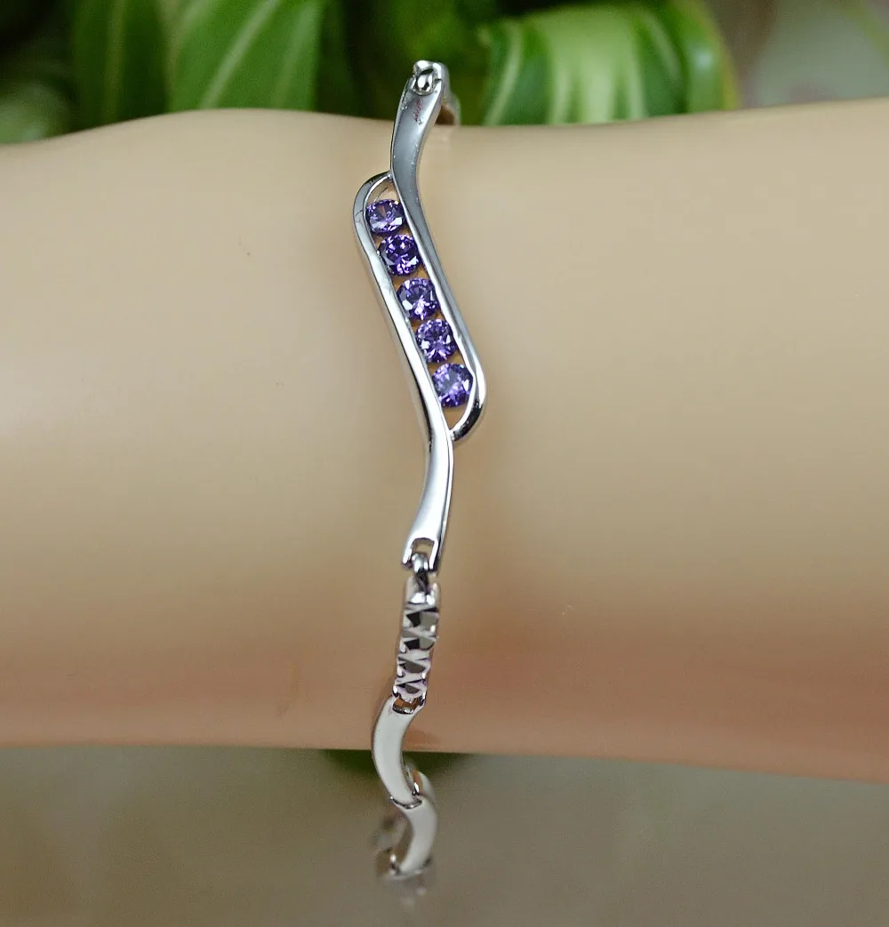 Guarantee Plain 925 Sterling Silver Jewelry, Crystal Bracelet , 5.2g