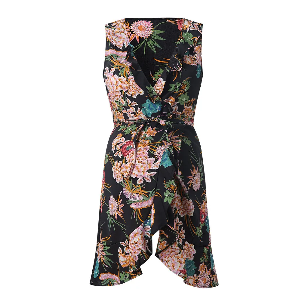 SAGACE платья для беременных женские Модные Платья с цветочным принтом с v-образным вырезом без рукавов с рюшами платья для кормящих беременных платье#42