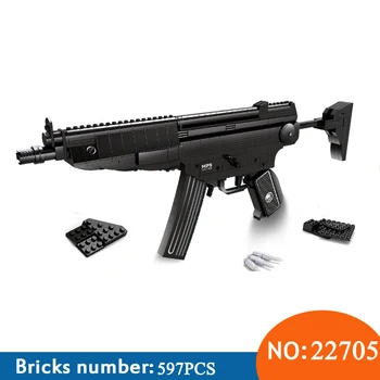 

Ausini 22705 597Pcs Arms series the Heckler & Koch MP5 Submachine guns Model Building Blocks brinquedo Classic Toys for children