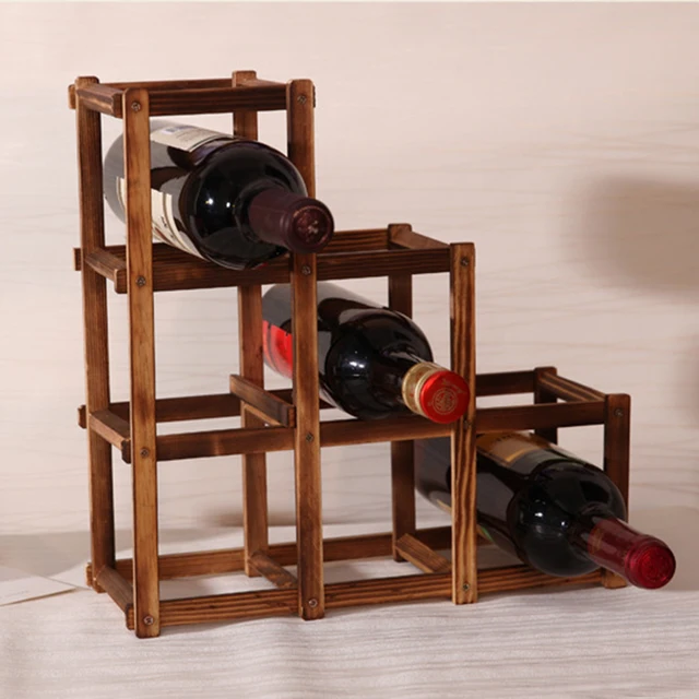 Foldable Carbonized 6 Grid Wood Wine Holder Fashion Rack Bar Foldable Carbonized 6 Grid Wood Wine Holder Fashion Rack Bar Home Restaurant Decor
