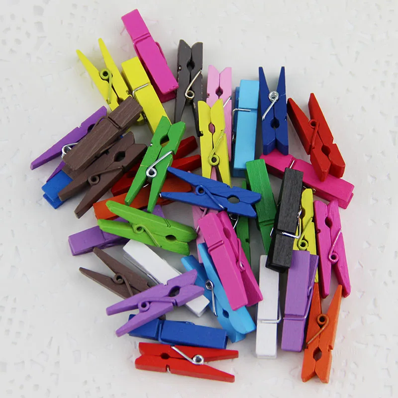 10pcs Mini Wooden Decorative Color Clip, Wood Clothespin Clips Note Pegs Mixed for Photo Paper