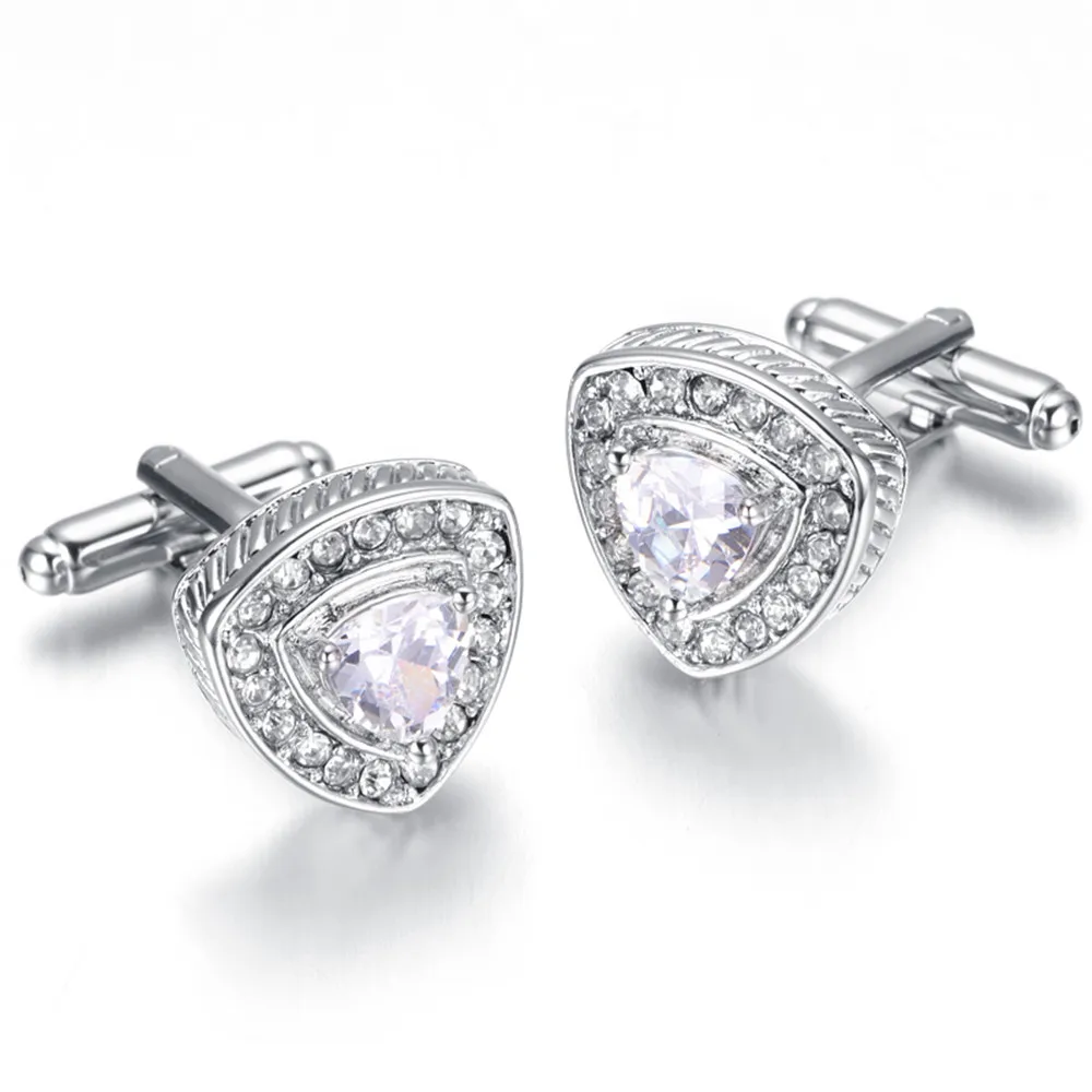 Vintage Cufflinks for Mens Jewelry Shirt Cufflinks, Triangle, Crystal