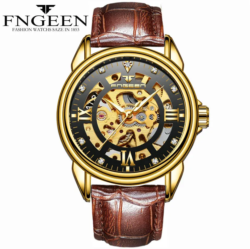 

FNGEEN 2019 Luminous Brand Steel Men Automatic Mechanical Skeleton Military Relogio Male Montre Men Sport Watch Relojes Hombre