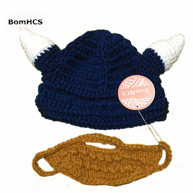 BomHCS Викинги шапочки борода рога шапки ручной работы вязаные шапки для мужчин и женщин День рождения крутые подарки Вечерние Маски