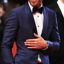 Индивидуальный заказ для измерения мужской костюм, на заказ синий смокинг с голубой сатиновая шаль лацкан, Классические мужские свадебные костюмы для мужчин