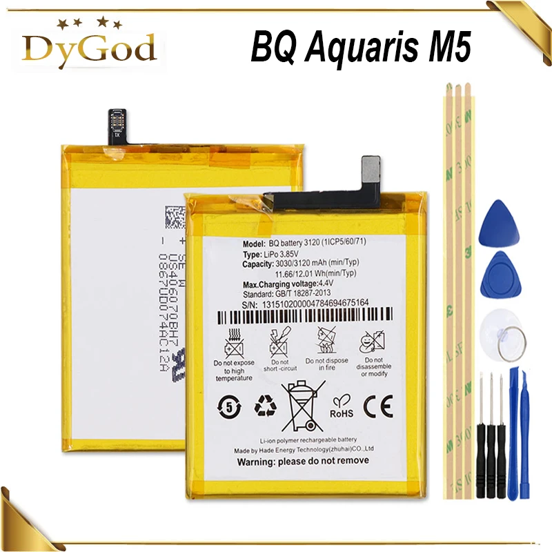 

New 3120(1ICP5/60/71) Battery For BQ Aquaris M5 Batterie Bateria Accumulator AKKU 3120mAh+Tools