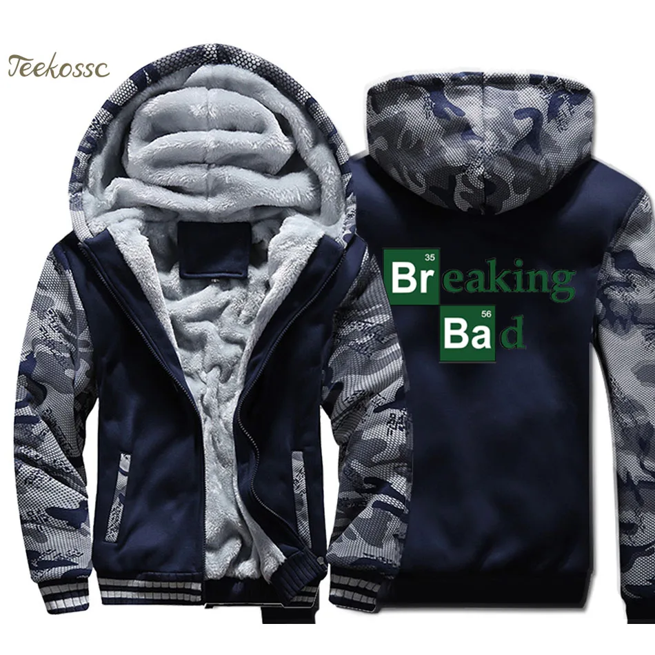 

Breaking Bad Hoodie Men Heisenberg Hooded Sweatshirt Coat 2018 Winter Winter Thick Fleece Warm Camouflage Jacket Brand Clothing