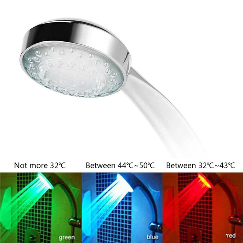 

New bathroom products automatic luminous color LED 3 round shower caddy color handheld shower temperature sensor