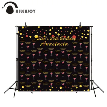 

Allenjoy Background Photography custom birthday party gold black cocktails DIY personal design backdrops birthday present