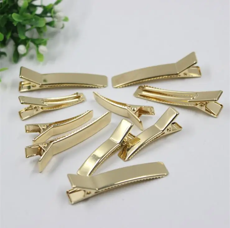 

32mm Gold Single Prong Metal Alligator Hair Clips Hairpins Korker Bow
