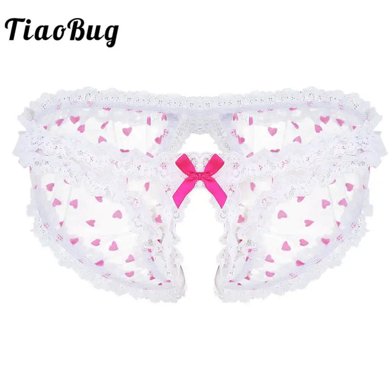 TiaoBug Мужское нижнее белье с розовыми оборками и кружевной отделкой Love heart