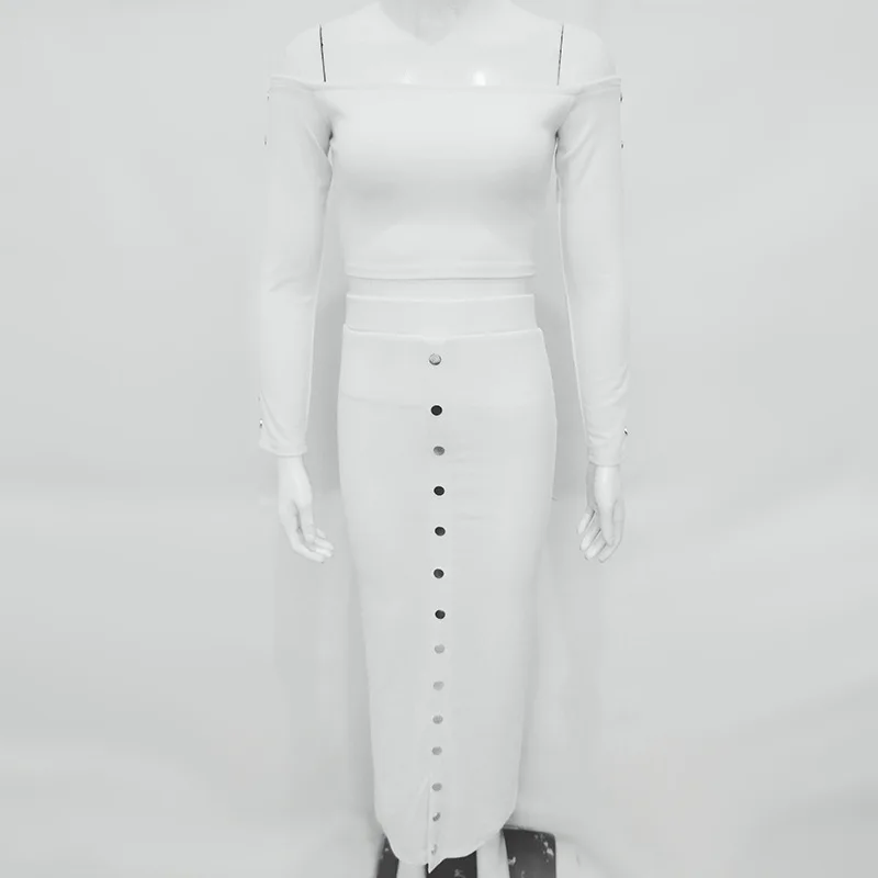 FHTEX женский сексуальный без бретелек вязаный укороченный топ и юбка-карандаш костюм Модная высокая талия облегающая юбка комплект из 2 предметов Тонкая Повседневная юбка