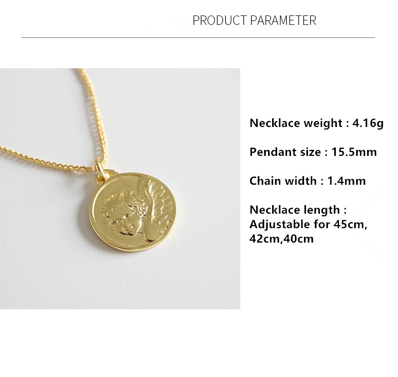 HFYK 925 пробы Серебряное ожерелье золотое ожерелье с подвеской в виде ангела для женщин модное круглое короткое ожерелье Подарочное ожерелье-колье