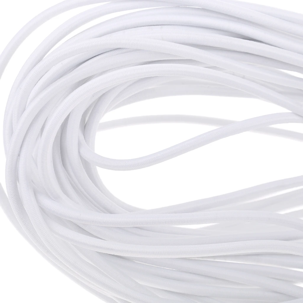 5mm White Heavy Duty Elastic Flexible Round Rubber Bungee Rope Shock Cord Stretch String Tie Down , Repair, Replacement, Outdoor