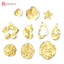 35752) 10 шт 24K золотой цвет латунь волна круглый лепесток сердца Овальный звезда цветок подвески Высокое качество Diy ювелирные аксессуары