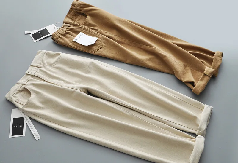 Fatika плотные свободные штаны с высокой талией осень зима женские с карманами одноцветные женские длинные широкие брюки для женщин