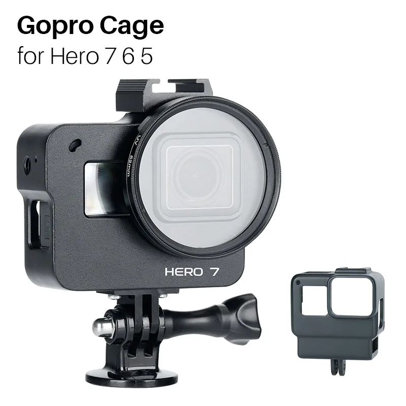 Защитная рамка для камеры Gopro Cage Hero 7 6 5 с фильтром, аксессуары для экшн-камеры с горячим башмаком для светящийся микрофон