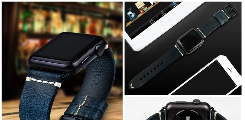 MAIKES кожаный ремешок для Apple Watch группа 44 мм 40 мм 42 мм 38 мм серия 4 3 2 1 все модели iWatch браслет ремешок для часов