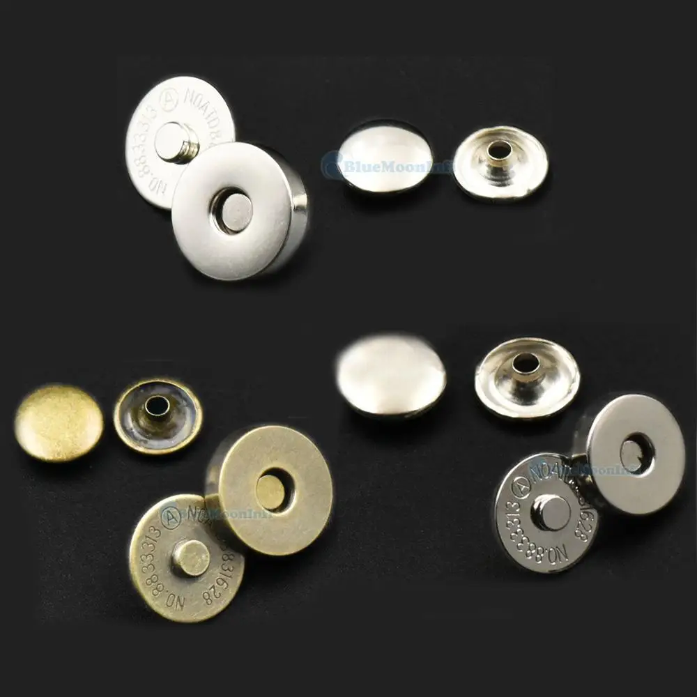 

12/25/100 Sets / Lot 14 18mm Magnetic snaps Double Rivet Round Clasp Stud Button Use For purse closures Bag Leather
