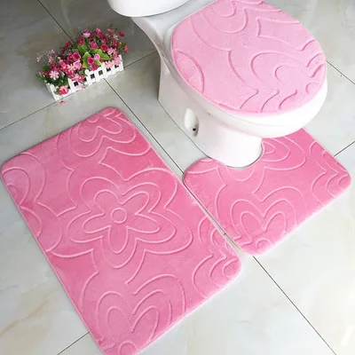 3 шт./компл. полосатый 3D для ванной на нескользящей подошве коврики для туалета Набор ковриков мягкие абсорбирующие Ванная комната ковролин для унитаза крышка Накладка на унитаз - Цвет: pink