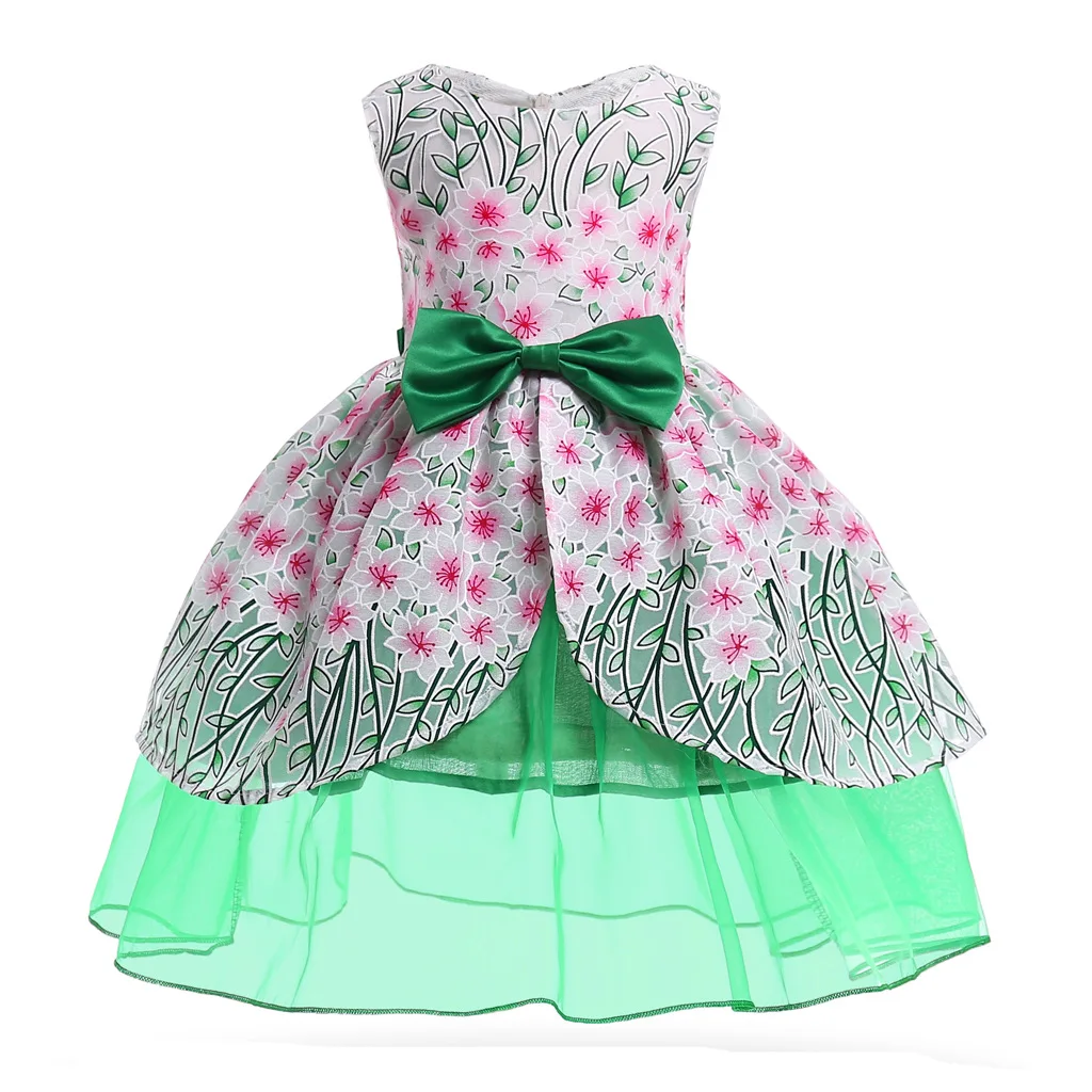 Летние платья принцессы для девочек Детские вечерние выпускное платье из фатина Vestido, торжественное платье в европейском и американском стиле для детей возрастом от 2 до 10 лет - Цвет: as the picture