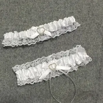 

Wedding Garters Heart Bow Decoration White Lace Sexy Garters for Women/Female/Bride, Fashion Thigh Ring Bridal Leg Garter 5214