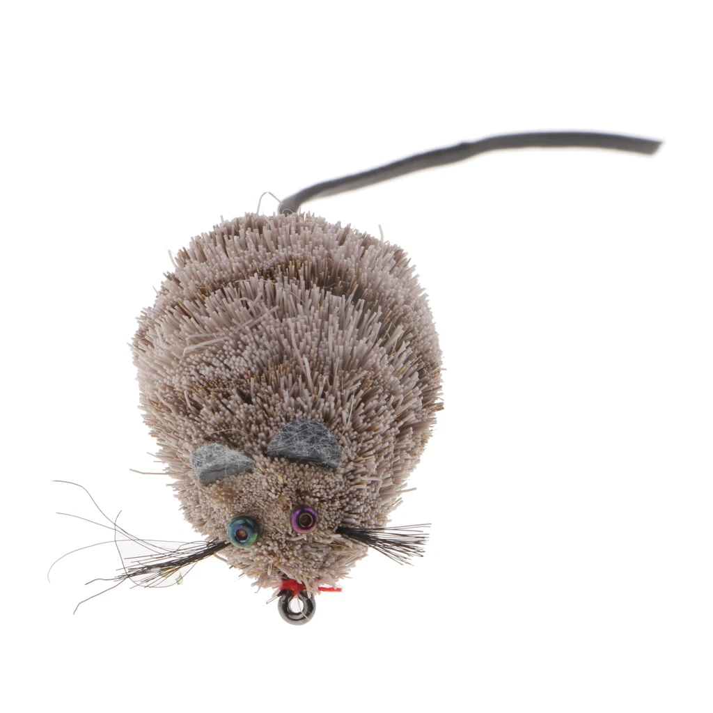 

3D Eyes Soft Mouse Lure Top Water Tackle Hook Bass Bait Fly Fishing Flies with Artificial Fiber Hair
