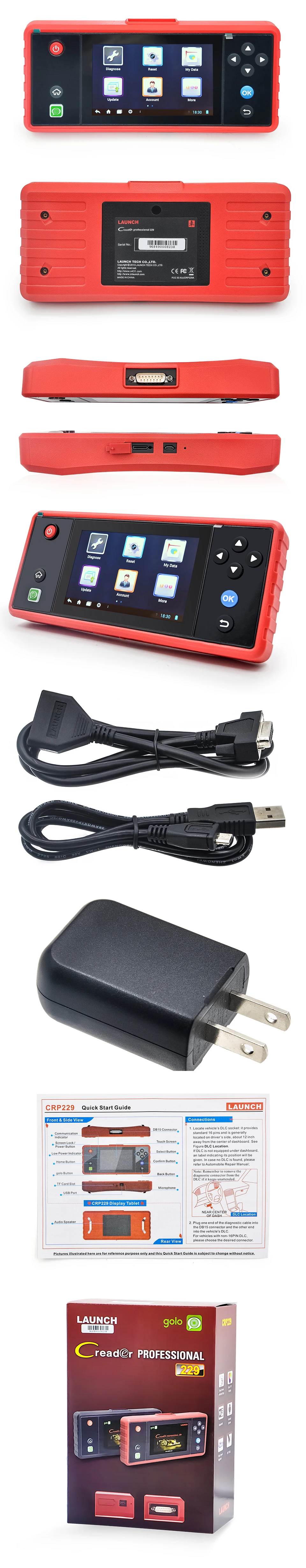 launch Creader Профессиональный CRP 229 CRP229 OBD2 полный диагностический сканер Код читателя обновление онлайн Wifi