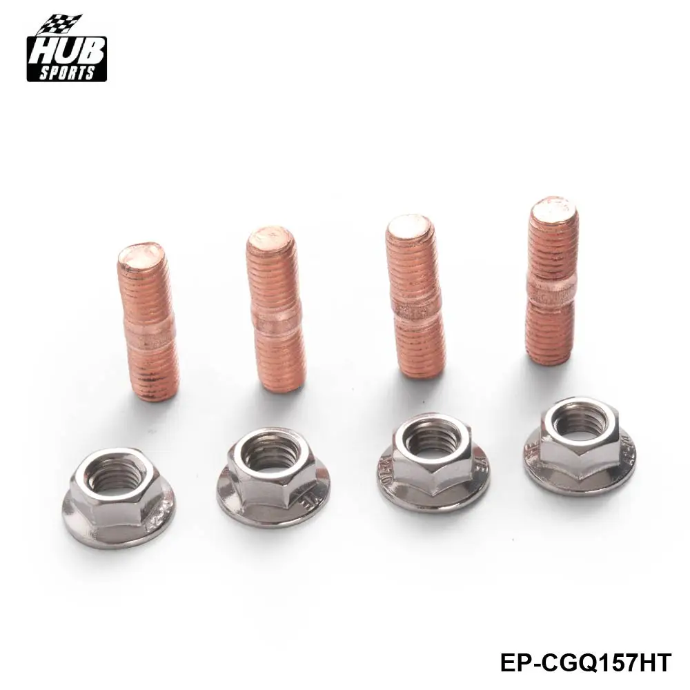Hubsport - Epman Car Racing M10 x 1.50  Threaded Turbo Studs Kit Flange Nuts For T3 T4 T6 Turbocharge Set of 4 HU-CGQ157HT