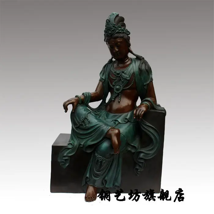 

24" China Tibet Bronze Guanyin Kwan-yin Bodhisattva Sit Brass Statue #1 QQ EW