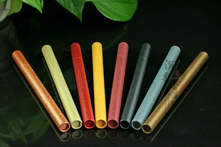 10pcs Paper Incense Tube Colorful Thickening Incense Barrel Small Storage Box for 10g Joss Stick Convenient Carrying