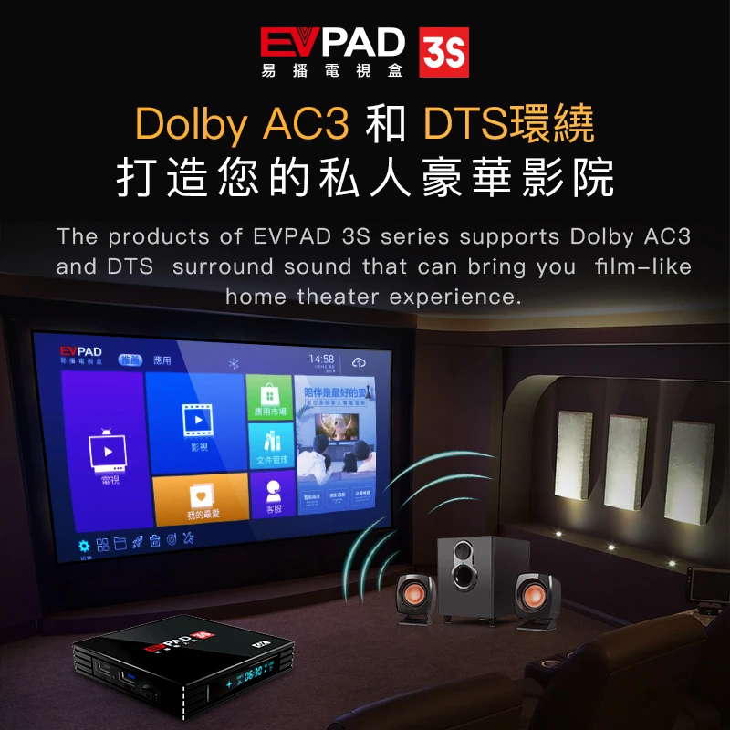 Evpad3s Evpad 3s new version 2 G DDR3+ 8G EMMC 8 Core HDMI 2.0 4K 1080P Bluetooth Android TV Box with free gift